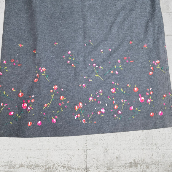 Y2K Vintage Tommy Hilfiger Gray Pink Floral Embroidered Femme Maxi Skirt Size 8 - Picture 2 of 8
